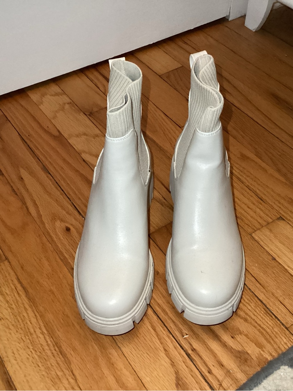 Chunky Chelsea Ankle Boots in Cream